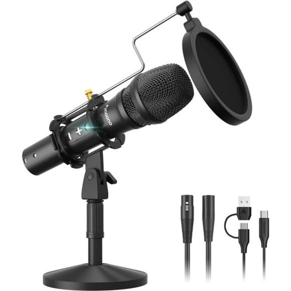 USB/XLR Podcast Dynamic Microphone,Studio MicKit with Volume Control,Shock Mount - Picture 1 of 6